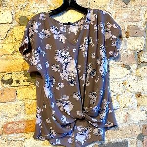 Flowy floral top with front knot